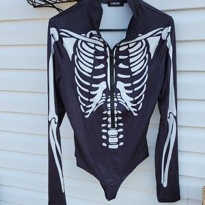 Chic Black and White Skeleton Kids Bodysuit